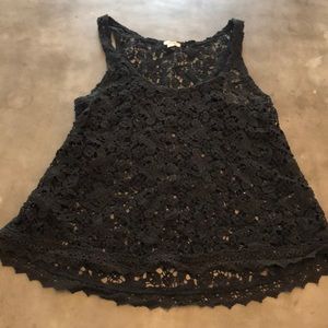 Black Knit Eyelet Tank